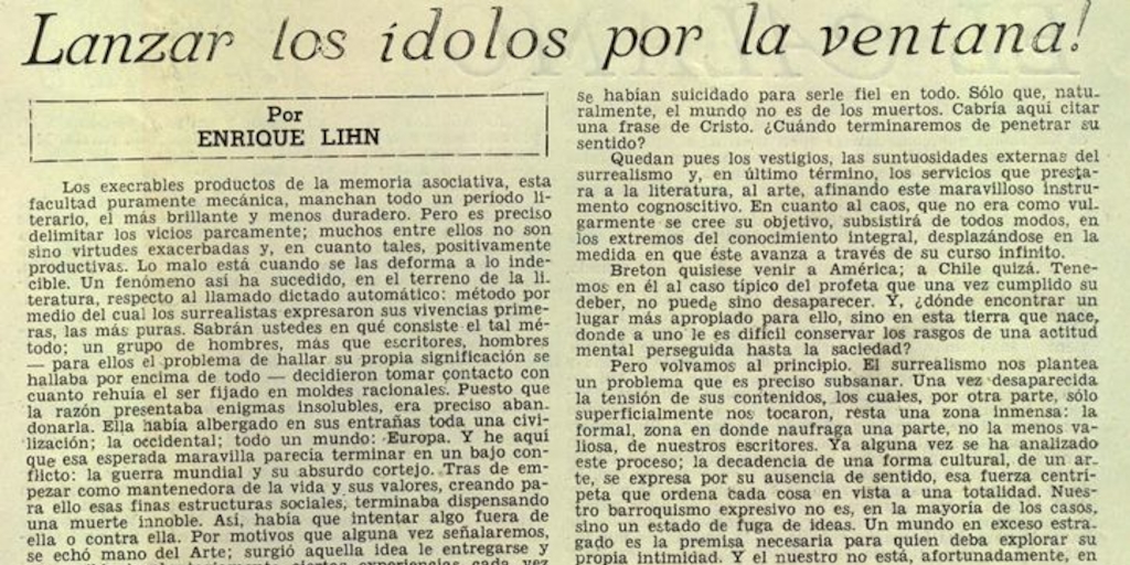 Lanzar los ídolos por la ventana
