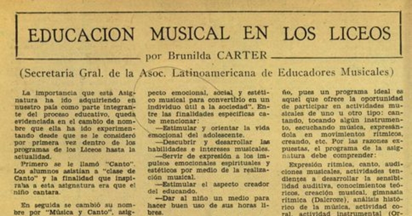 Educación musical en los liceos