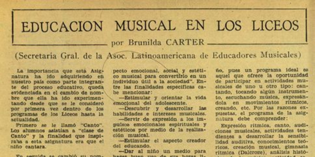 Educación musical en los liceos