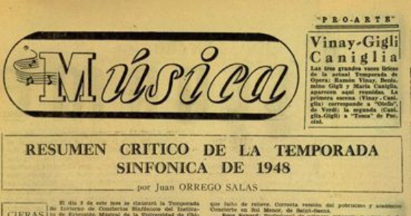 Resumen crítico de la temporada sinfónica de de 1948