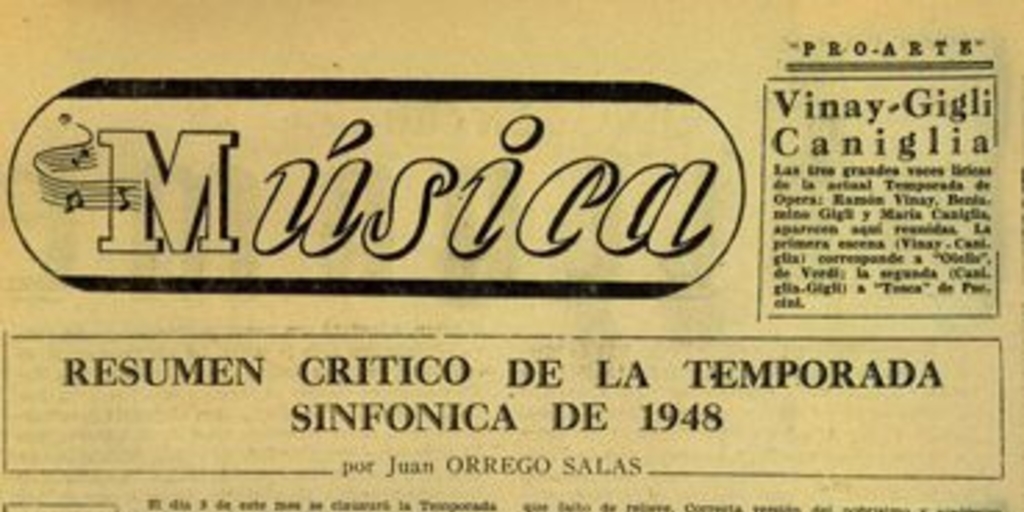 Resumen crítico de la temporada sinfónica de de 1948