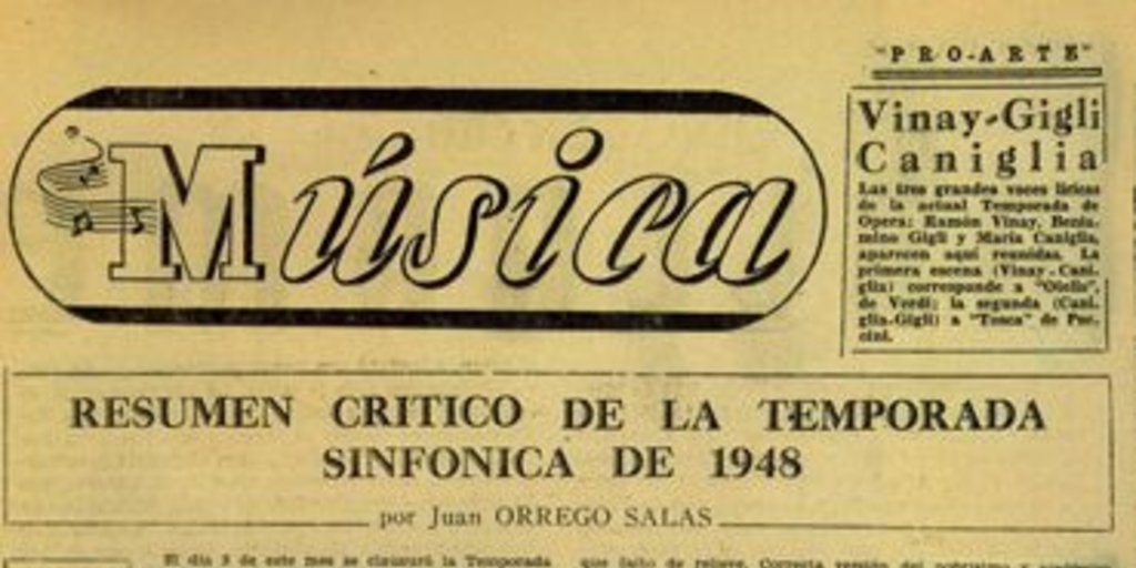 Resumen crítico de la temporada sinfónica de de 1948