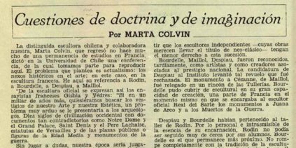 Cuestiones de doctrina y de imaginación