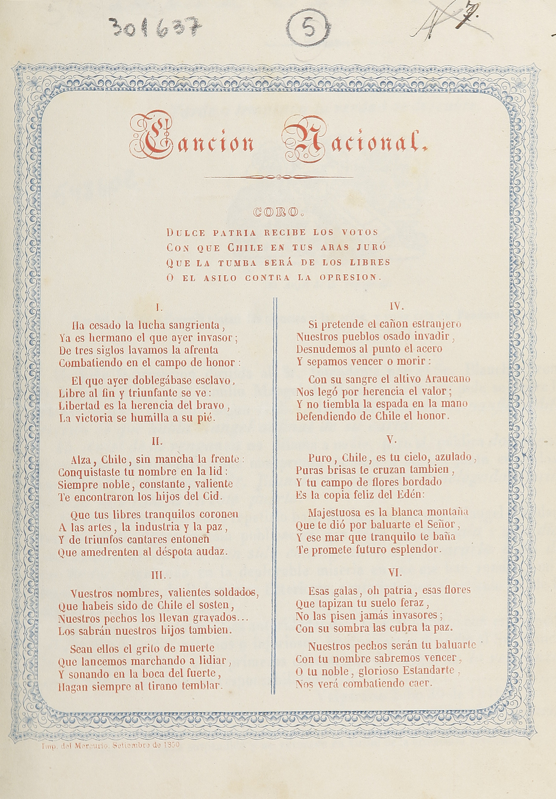 Canción nacional de Chile