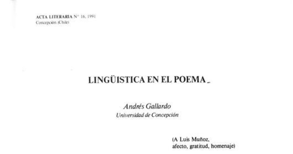 Lingüistica en el poema