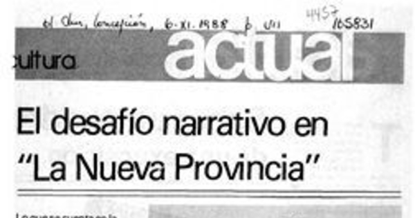 El desafío narrativo en "La nueva provincia"