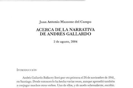 Acerca de la narrativa de Andrés Gallardo