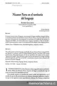 Nicanor Parra en el territorio del lenguaje