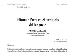 Nicanor Parra en el territorio del lenguaje