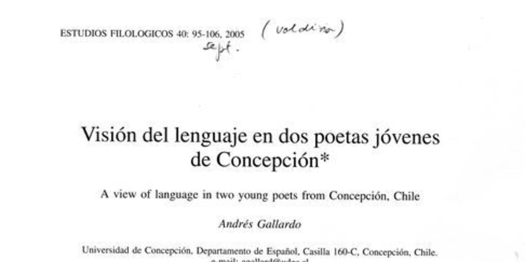 Visión del lenguaje en dos poetas de Concepción
