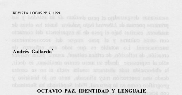 Octavio Paz, identidad y lenguaje