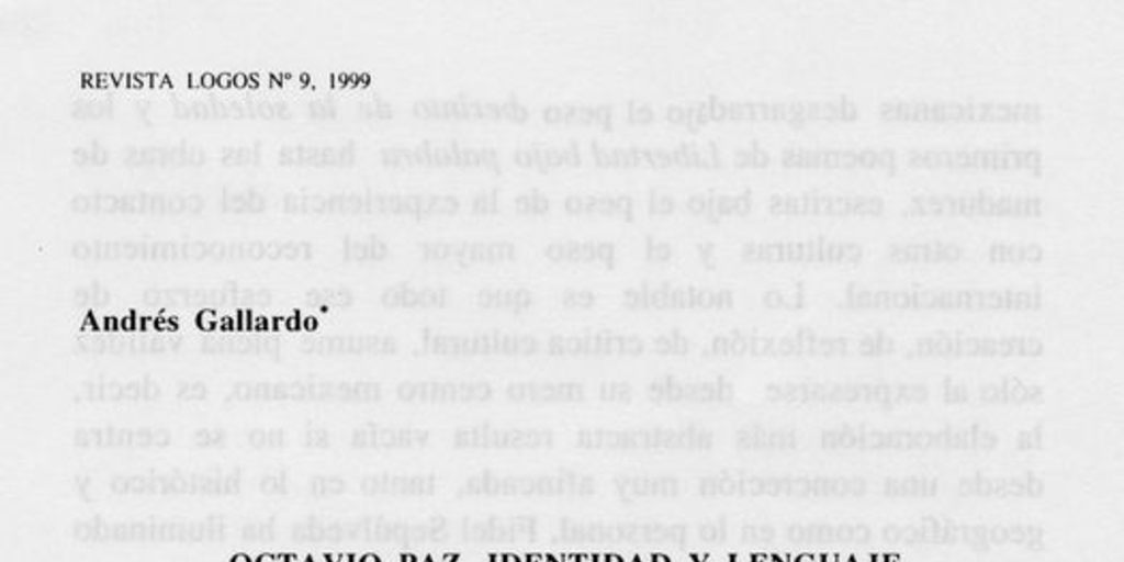 Octavio Paz, identidad y lenguaje