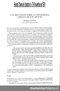 Una reflexión sobre la novelística chilena de los años 80