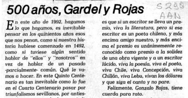 500 años, Gardel y Rojas