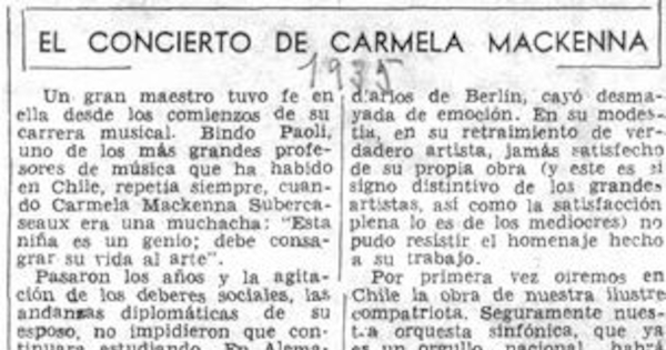 El concierto de Carmela Mackenna