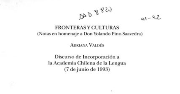 Fronteras y culturas (Notas en homenaje a don Yolando Pino)