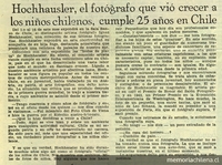 Hochhausler, el fotógrafo que vio crecer a los niños chilenos, cumple 25 años en Chile