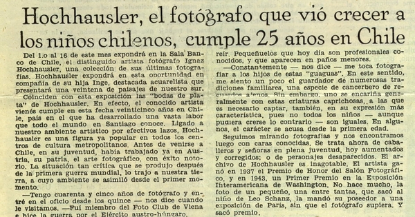 Hochhausler, el fotógrafo que vio crecer a los niños chilenos, cumple 25 años en Chile