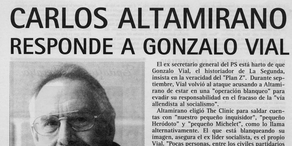 Carlos Altamirano responde a Gonzalo Vial