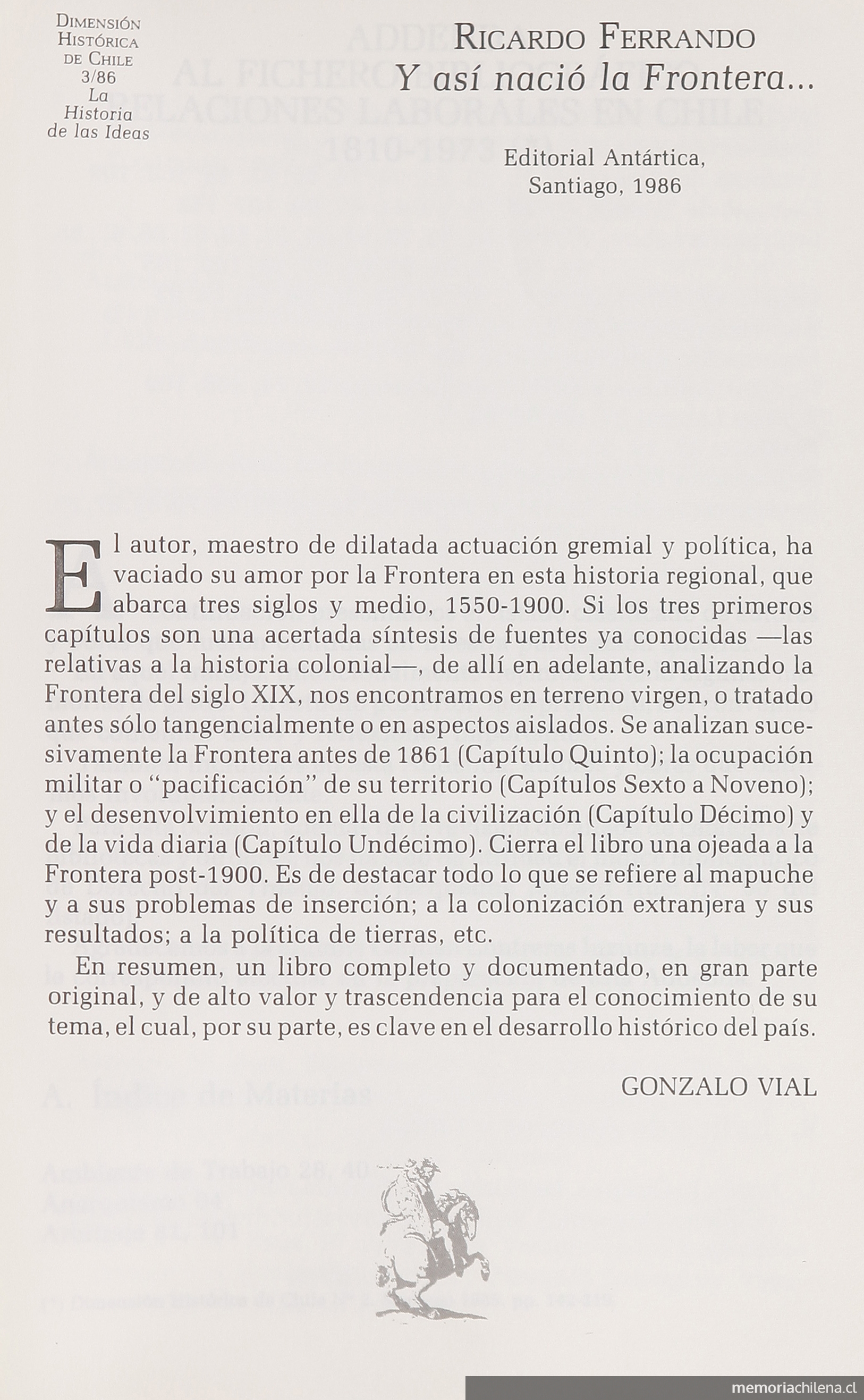 Ricardo Ferrando, "Y así nació la Frontera"