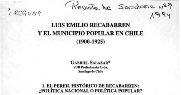 Luis Emilio Recabarren y el municipio popular en Chile (1900-1925)