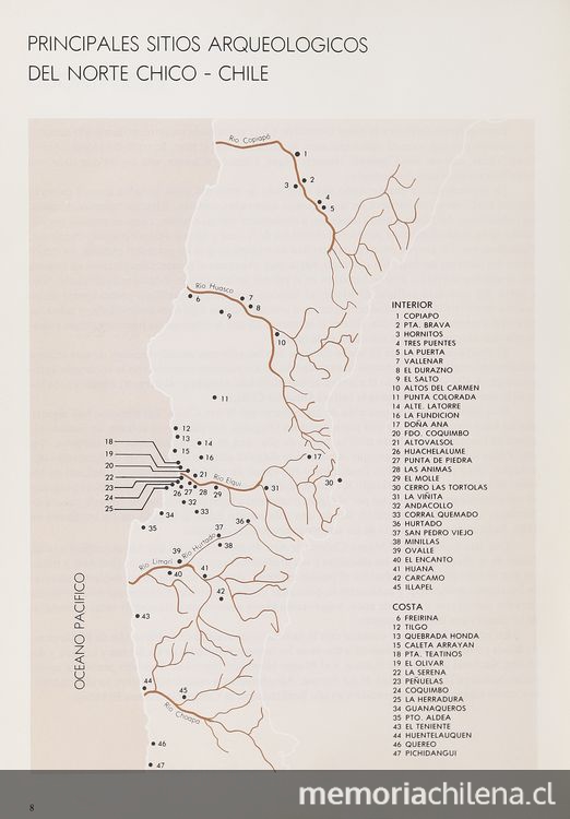 Principales sitios arqueológicos del Norte Chico, Chile