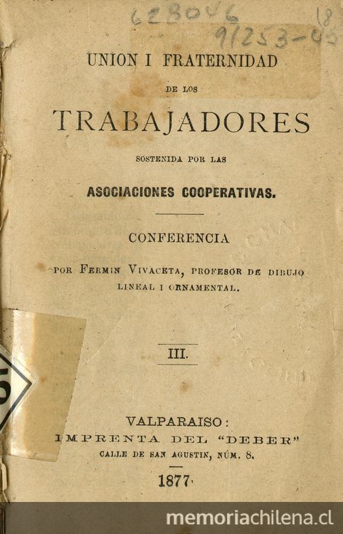 Unión i fraternidad de los trabajadores : sostenida por las Asociaciones Cooperativas