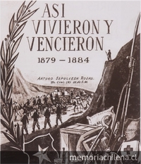 Soldados chilenos en la Guerra del Pacífico y la insignia de la Cruz Roja en uno de sus costados, Chile, 1879