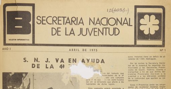 Boletín informativo: año I, nº 1, abril de 1975