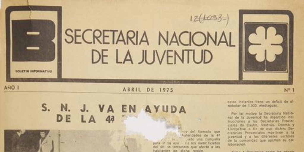 Boletín informativo: año I, nº 1, abril de 1975