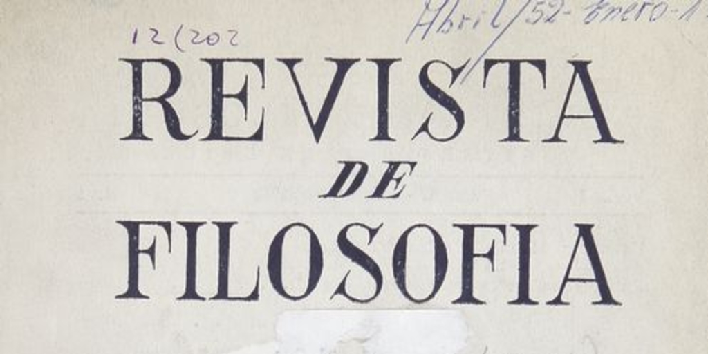 Revista de filosofía Vol. 2:no.1 (1952:abr-jun)