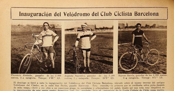 Inauguración del velódromo del Club Ciclista Barcelona