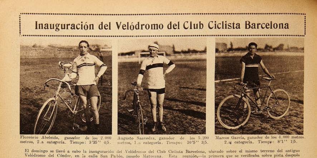 Inauguración del velódromo del Club Ciclista Barcelona