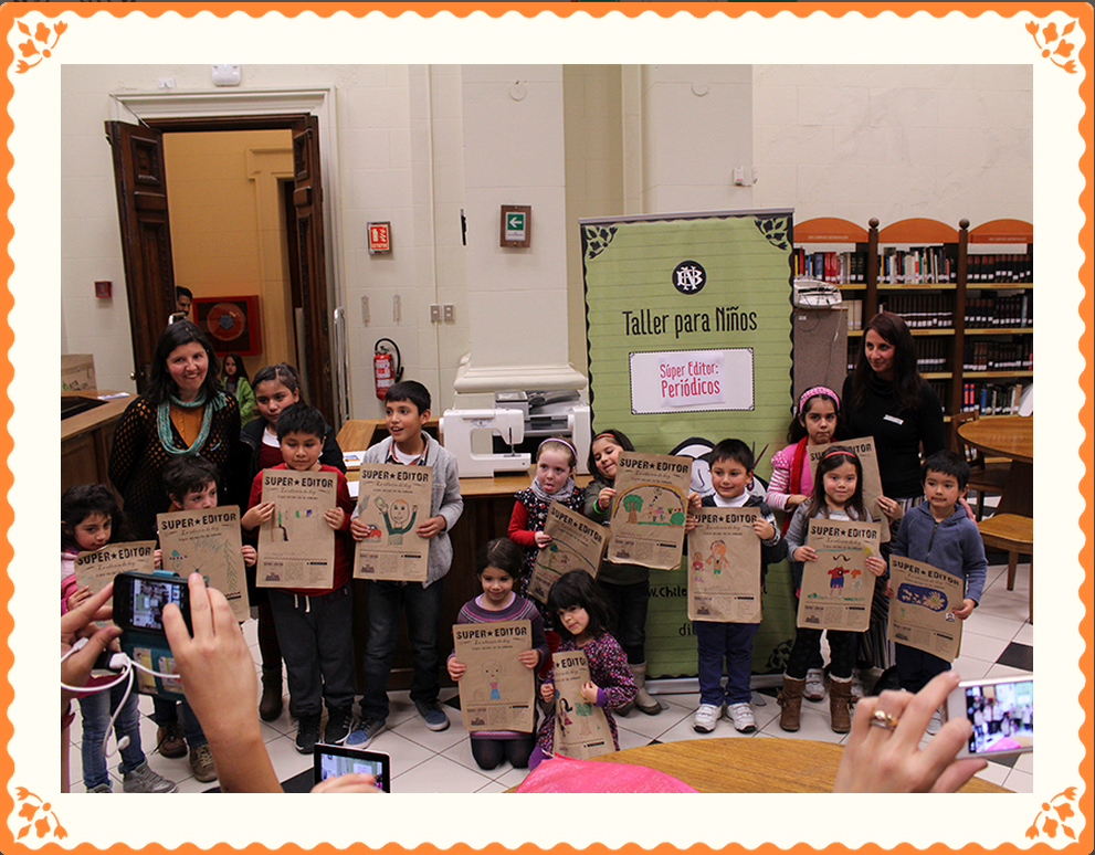 Taller Súper Editor de Chile para niños en la Biblioteca Nacional de Chile.