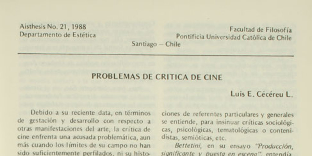 Problemas de crítica de cine