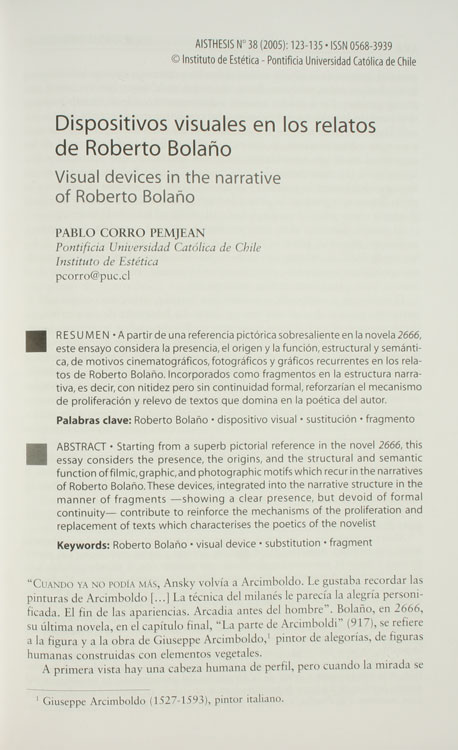 Dispositivos visuales en los relatos de Roberto Bolaño