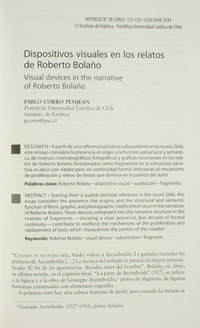 Dispositivos visuales en los relatos de Roberto Bolaño