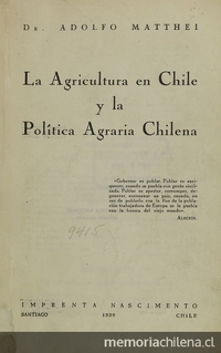 La agricultura en Chile y la política agraria chilena