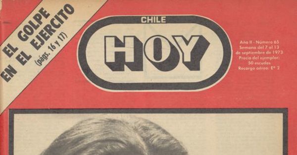 Portada Chile hoy, año 2, número 65, septiembre 1973