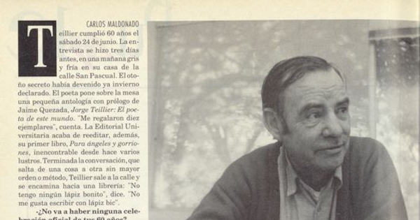 orge Teillier, el loco del pueblo. Hoy, no. 936 (jun. 26, 1995)