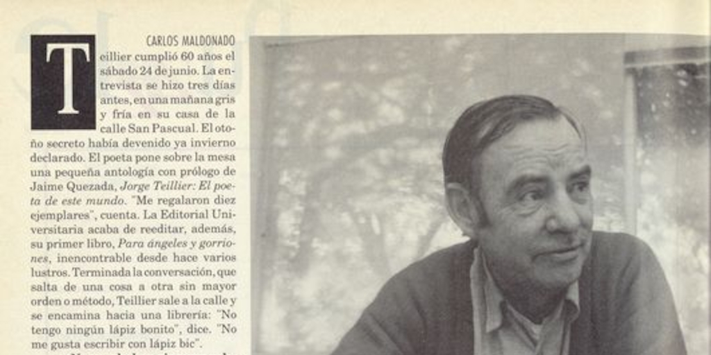 orge Teillier, el loco del pueblo. Hoy, no. 936 (jun. 26, 1995)