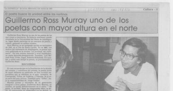 Guillermo Ross Murray uno de los poetas con mayor altura en el norte