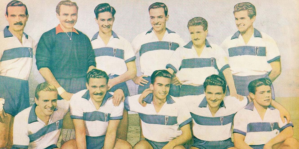  Equipo de Universidad Católica 1949 Estadio. Santiago : [s.n.], 1941-1982, nº 324, (30 jul. 1949), contraportada.