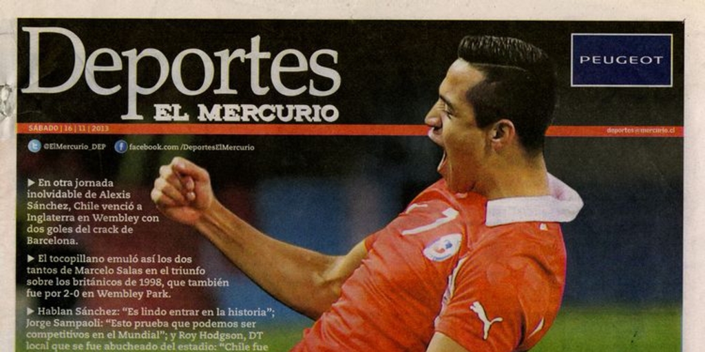 El mejor Alexis Sánchez renació de la mano de Jorge Sampaoli y Gerardo Martino. El Mercurio, Deportes, Santiago, 16 de Noviembre de 2013, pp. 2 y 3. tiago 1 de junio 2015,