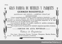 Aviso "Gran fábrica de muebles y parquets Germán Rosenfeld", Anuario Prado Martínez, 1904-1905, p.272B