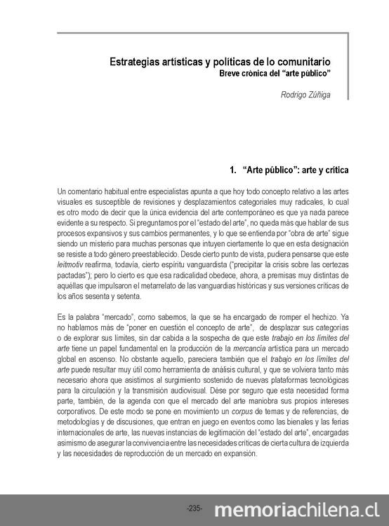 Estrategias artísticas y políticas de lo comunitario. Breve crónica del "arte público"