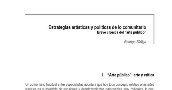 Estrategias artísticas y políticas de lo comunitario. Breve crónica del "arte público"