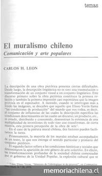 El muralismo chileno. Comunicación y artes populares