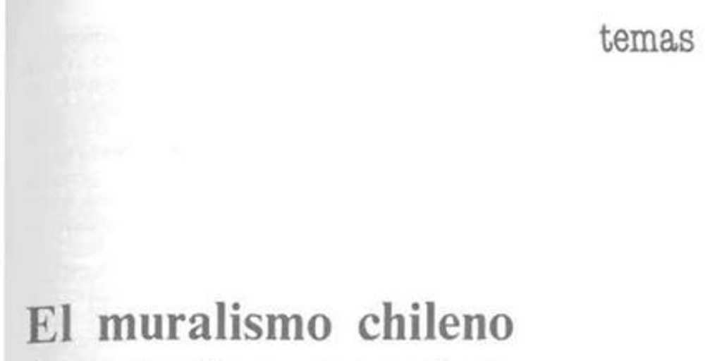 El muralismo chileno. Comunicación y artes populares