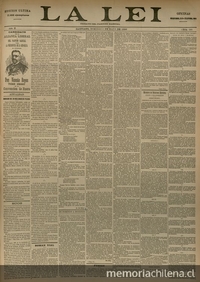 La Lei. Órgano del Partido Radical. Año II, número 588, Santiago de Chile, domigno 3 de mayo de 1896